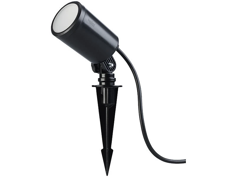 Luminea Home Control LED-Wegeleuchten 230V:3er-Set WLAN-Gartenstrahler, Dimmbar, RGB & CCT, Versandrückläufer – Bild 6