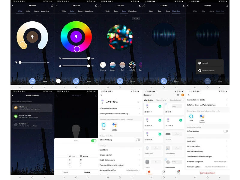 Luminea Home Control LED-Wegeleuchten 230V:3er-Set WLAN-Gartenstrahler, Dimmbar, RGB & CCT, Versandrückläufer – Bild 5