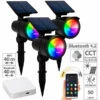 Lunartec Solarlampe Erdspiess:3er-Set RGB-CCT-LED-Spot Mit Bluetooth, 50 Lm, 1 W, IP44 Inkl. Gateway