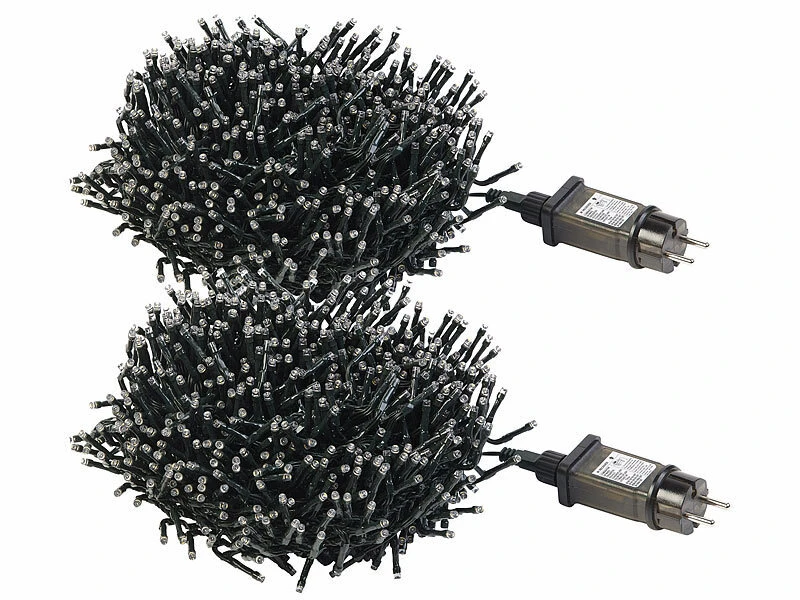Lunartec Terrassen-Lichterkette:2er LED-Büschel-Lichterkette, 1.000 LEDs, 8 Modi, IP44, 10 M, Warmweiß – Bild 3