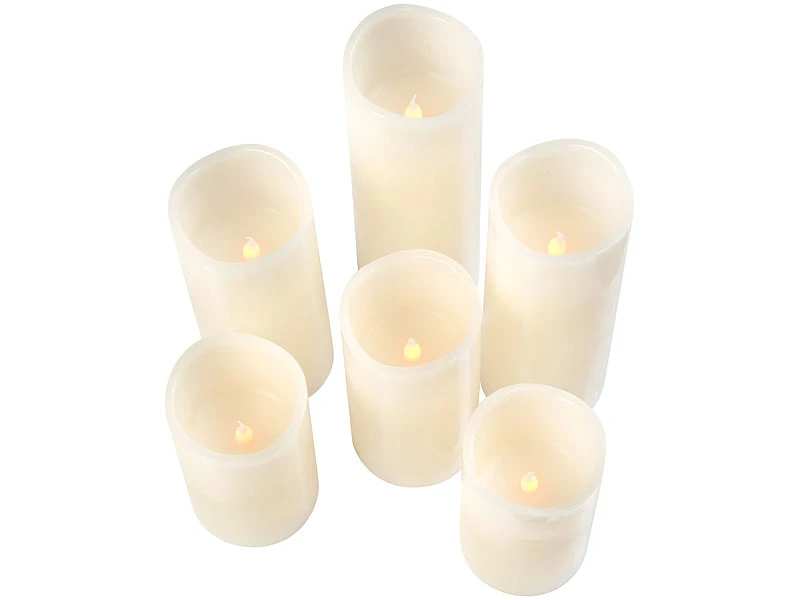 Britesta LED Batterie Leuchten:6er-Set Dimmbare LED-Echtwachskerzen Mit Fernbedienung, In 5 Größen – Bild 9