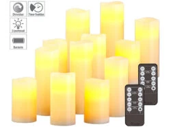 Britesta Weihnachtsdeko-Kerze:12er-Set Dimmbare LED-Echtwachskerzen Mit Fernbedienung, In 5 Größen