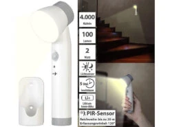 Lunartec Treppenleuchte:3in1-Multifunktions-Leuchte & Nachtlicht Mit Akku, 100 Lm, PIR-Sensor