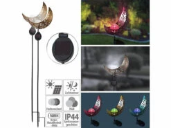 Lunartec 2er Set Solar Mondl. Aus Metall Mit Erdspieß, RGB Farbwechsel LED