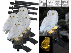 Lunartec LED-Garten-Dekoration:4er Set Solar-Eulenleuchte Mit Warmweißen LEDs Und Erdspieß