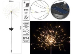Lunartec LED Feuerwerk:Garten-Solar-Lichtdeko Mit 120 Warmweißen LEDs, Kupferdraht, IP44