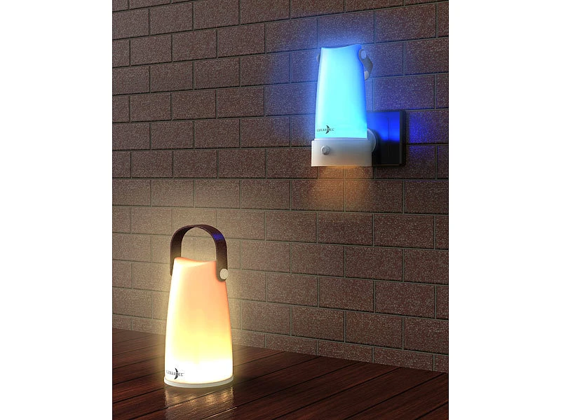 Lunartec 2er-Set 2in1-Steckdosen-Nachtlichte Mit PIR-Sensor & Akku-Tischleuchte – Bild 5