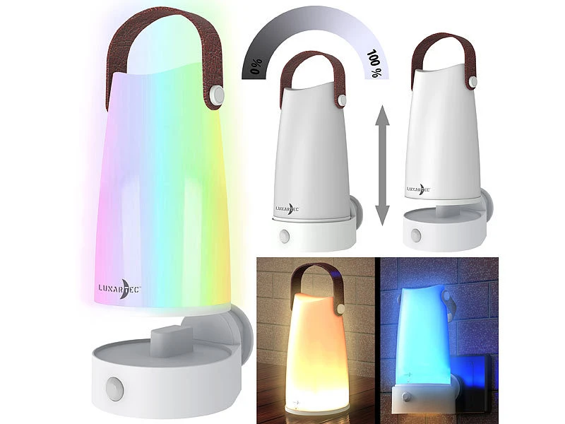Lunartec 2er-Set 2in1-Steckdosen-Nachtlichte Mit PIR-Sensor & Akku-Tischleuchte – Bild 9