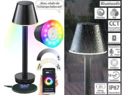 Lunartec 4er-Set Smarte Outdoor-Tischlampe Mit WLAN-Gateway, Versandrückläufer
