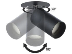 Luminea Deckenstrahler:Schwenkbarer Alu-Wand- & Deckenspot, GU10-Fassung, 1-flammig, Schwarz