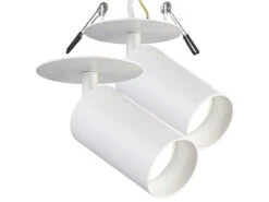 Luminea Deckenlampe Wohnzimmer:2er-Set Schwenkbarer Wand- Und Deckenspots Mit GU10-Fassung, Weiß,