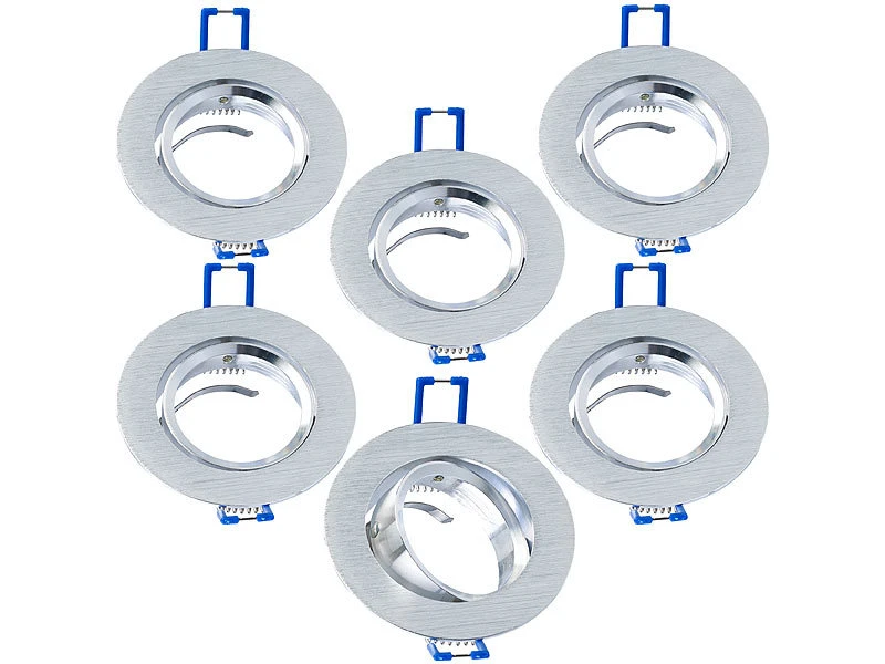 Luminea Einbaulampen-Fassungen:6er-Set Einbaustrahler-Rahmen, Einstellbarer Abstrahlwinkel, Alu – Bild 2