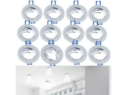 Luminea Einbauleuchten-Fassungen:12er-Set Einbaustrahler-Rahmen, Einstellbarer Abstrahlwinkel, Alu
