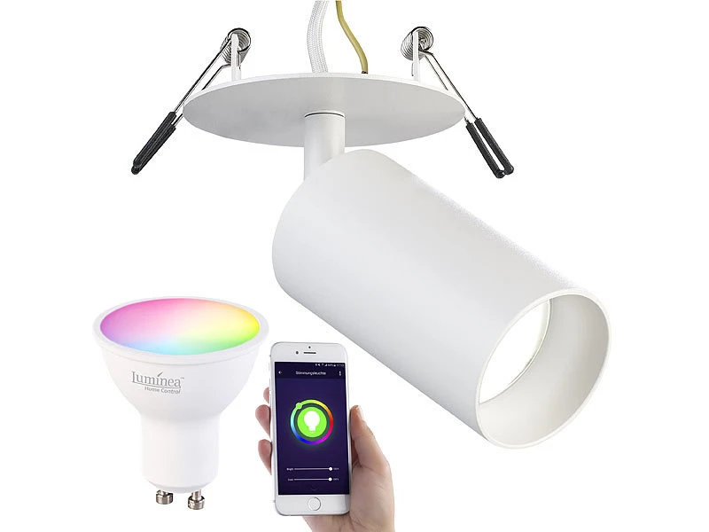 Luminea LED Deckenstrahler:Schwenkbarer Alu-Wand- & Deckenspot, Weiß, Mit WLAN-LED-Spot – Bild 3