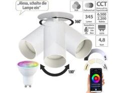 Luminea Lampe Spot:Schwenkbarer Alu-Wand- & Deckenspot, Weiß, Mit ZigBee-LED-Spot