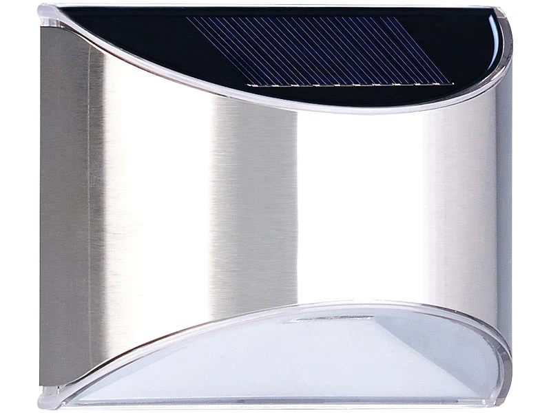 Lunartec Solarlampen:4er-Set Solar-LED-Wandleuchte Mit Lichtsensor, Edelstahl, 20 Lm, IP44 – Bild 11