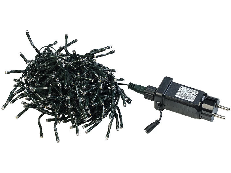 Lunartec LED-Lichterketten Strom:2er SetLED Wifi Büschel Lichterkette,300warmweiße LEDs,Tuya,dunkelgrün – Bild 10