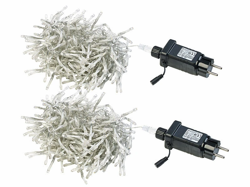 Lunartec LED-Lichterketten Innen:2er Set LED Wifi Büschel Lichterkette, 300 Warmweiße LEDs,Tuya,durchs. – Bild 3