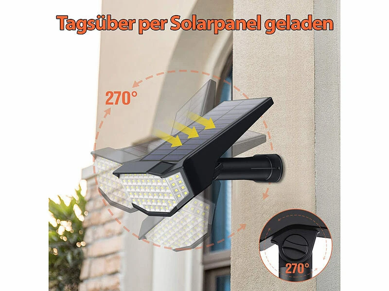 Luminea LED-Solarleuchten Garten:2er-Set High-Power-Solar-LED-Gartenspots, 650 Lm, IP65, Warmweiß – Bild 4