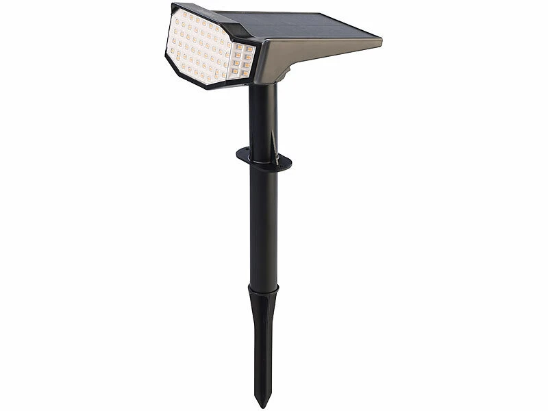 Luminea LED-Solarleuchten Garten:2er-Set High-Power-Solar-LED-Gartenspots, 650 Lm, IP65, Warmweiß – Bild 9