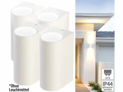 Lunartec Up And Down Lampen Innen:4er Set Runde Up/Down Lampe Für Innen U. Außen, 2 X GU10 Sockel, Weiß