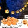 Lunartec Herbstdeko:Solar-Lichterkette Mit 10 LED-Lampions Im Halloween-Kürbis-Look, IP44