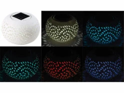 Lunartec Solar Tischleuchte:Solar-Dekoleuchte Aus Porzellan Mit Farbwechsler + Weißer LED