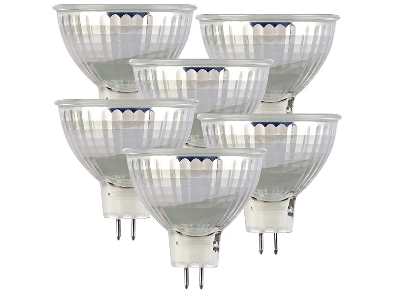 Luminea Gu5.3 Beleuchtung:18er-Set LED-Spot Mit Glasgehäuse GU5.3, 6 W, 500 Lm, 3000 K, F – Bild 7