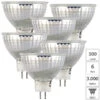 Luminea LED Spots Gu5 3 Warmweiß:6er-Set LED-Glas-Spot, GU5.3, 6W (ersetzt 40W), 500lm, 3000K, Warmweiß
