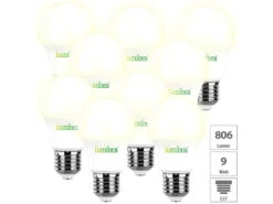 Luminea Sparlampe:9er-Set LED-Lampen E27, 8 W (ersetzt 75 W), 806 Lumen, Warmweiß