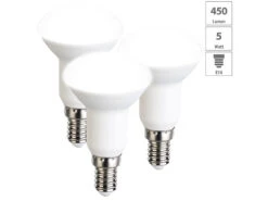 Luminea Reflektorlampe:3er-Set LED-Reflektor R50 Tageslichtweiß 450lm, E14, 5W (ersetzt 40 W)