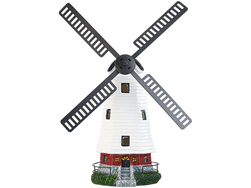 Lunartec Deko-Windmühle Garten:2er-Set Solar-Deko-Windmühlen Mit Drehendem Windrad & LED-Licht – Bild 7