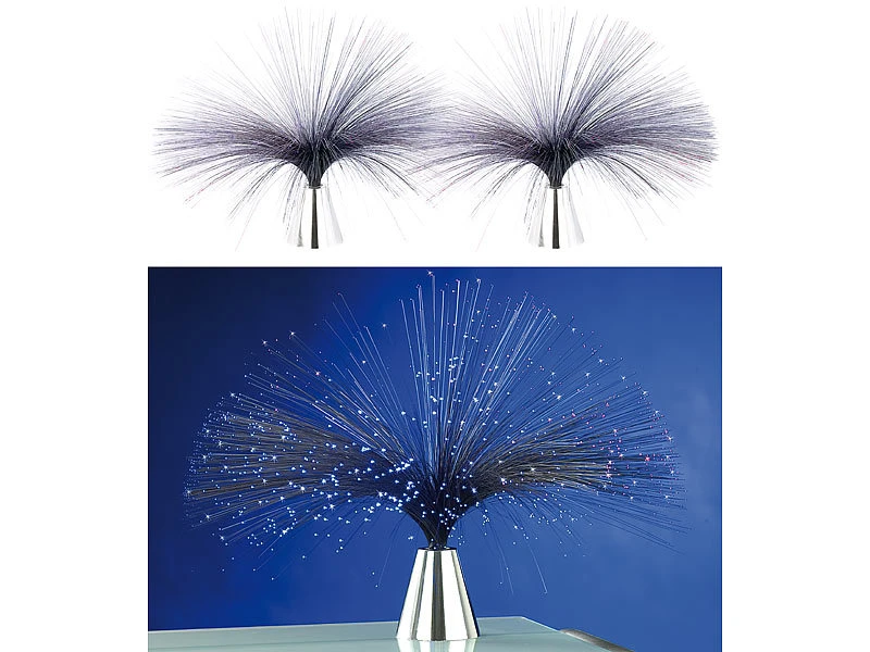 PEARL Sternenhimmel Lampe:2er-Set Glasfaserlampe "Lounge 80" Mit LED-Farbwechsler