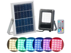 Luminea Solar Strahler RGB:Solar-LED-Fluter Für Außen, RGBW, 10 Watt, Mit Fernbedienung & Timer