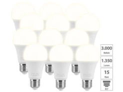 Luminea Sparbirne:12er-Set LED-Lampe, E27, 11 W (ersetzt 120 W), 1.350 Lm, Warmweiß