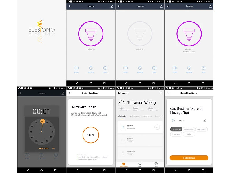 Luminea Home Control Funk Lampenfassung:2er-Set WLAN-E27-Lampenfassung, Für Amazon Alexa & Google Assistant – Bild 7