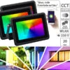 Luminea Home Control LED Strahler Aussen:3er-Set WLAN-RGB-CCT-Fluter, 1.500 Lm, 20 W, IP65, Mit Sprachsteuerung