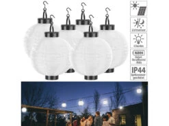 Lunartec Solar Lampion Wetterfest:6er-Set Solar-LED-Lampion, Dämmerungs-Sensor, IP44, Warmweiß, 20 Cm Ø