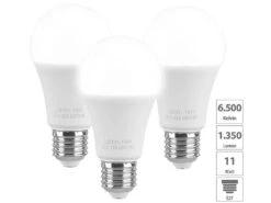 Luminea Tageslichtlampe:3er-Set LED-Lampen E27, 11 W (ersetzt 120 W) 1.350 Lm, Tageslichtweiß