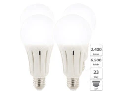 Luminea LED E27 Tageslichtweiß:4er-Set High-Power-LED-Lampen E27, 23 Watt, 2.400 Lumen, 6.500 K