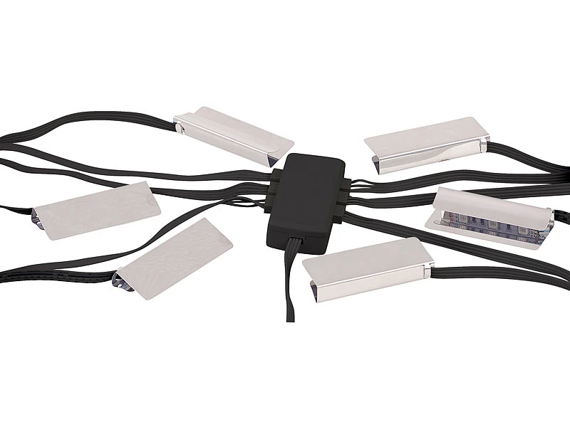 Lunartec Glaskantenbeleuchtung:LED-Glasbodenbeleuchtung Mit Fernbedienung: 6 Klammern Mit 18 RGB-LEDs – Bild 3