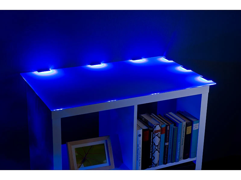 Lunartec Glaskantenbeleuchtung:LED-Glasbodenbeleuchtung Mit Fernbedienung: 6 Klammern Mit 18 RGB-LEDs – Bild 9