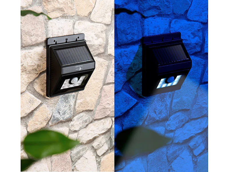 Lunartec Nachtlicht Solar:Solar-LED-Wandleuchte Mit Bewegungsmelder, Dimm-Funktion, 180 Lm, IP44 – Bild 6