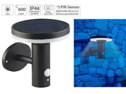 Lunartec Aussenwandleuchte:Premium-LED-Solar-Wandleuchte Mit PIR-Sensor, Nachtlicht, 600 Lumen