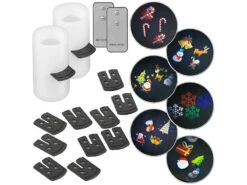 Lunartec LED Projektionskerze:2er-Set LED-Projektions-Kerze, 24 Weihnachtliche Motive, Fernbedienung