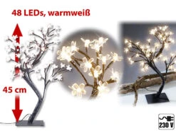 Lunartec Lichtbaum LED:LED-Lichterbaum Mit 48 Leuchtenden Blüten Und Sockel, 45 Cm