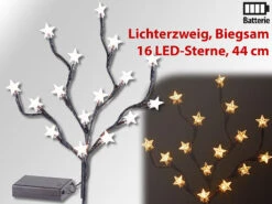 Lunartec LED Zweige:LED-Lichterzweig Mit 16 Leuchtenden Sternen, 44 Cm, Batteriebetrieben
