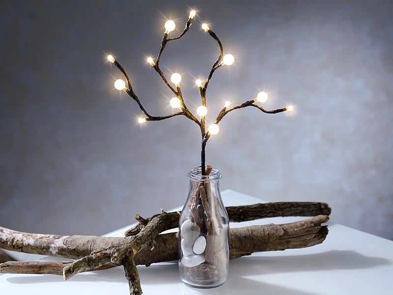 Lunartec LED Zweig:LED-Lichterzweig Mit 16 Leuchtenden Kugeln, 44 Cm, Batteriebetrieben – Bild 2