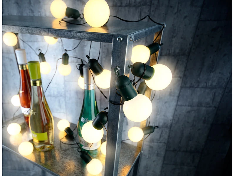 Lunartec Lichterkette Glühbirne:LED-Lichterkette Mit 20 Lämpchen, 1,2 Watt, Warmweiß, 475 Cm, IP44 – Bild 5