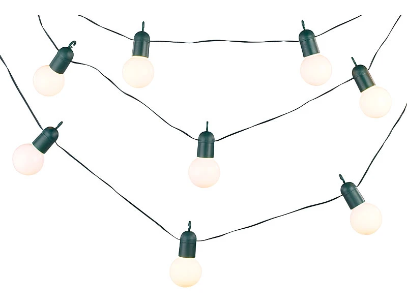 Lunartec Lichterkette Glühbirne:LED-Lichterkette Mit 20 Lämpchen, 1,2 Watt, Warmweiß, 475 Cm, IP44 – Bild 3